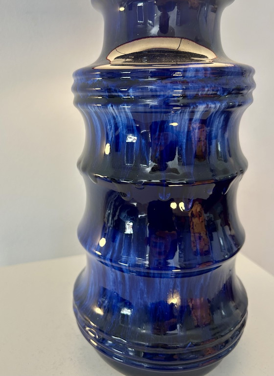 Image 1 of Large 1970s vase lamp with expressive glaze and typical pagoda shape