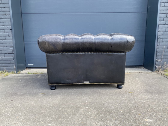 Image 1 of Stoere Chesterfield club fauteuil vintage zwart 