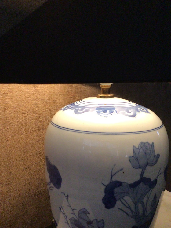 Image 1 of Large Vintage Chinese Lamp Made of Old Ginger Jar