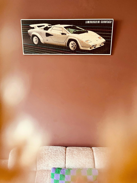 Image 1 of Puzzle vintage della Lamborghini Countach degli anni '80 in cornice