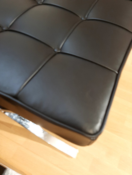 Image 1 of Knoll Set Barcelona New-Never Used Black Leather Design by Ludwig Mies Van Der Rohe and Lilly Reich (1929)