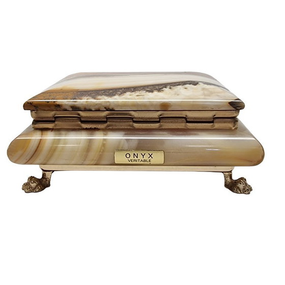 Image 1 of Boîte à bijoux vintage italienne en marbre onyx