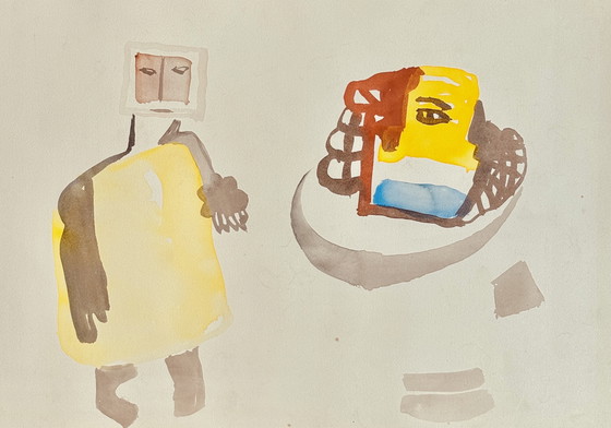 Image 1 of Marcus de Vestele abstracte compositie met figuren circa 1975