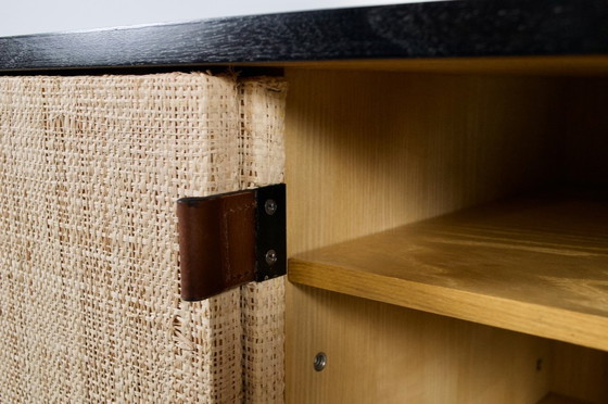 Image 1 of FLORENCE KNOLL SIDEBOARD MODEL 116 WOOD, LEATHER AND RAFFIA 1960