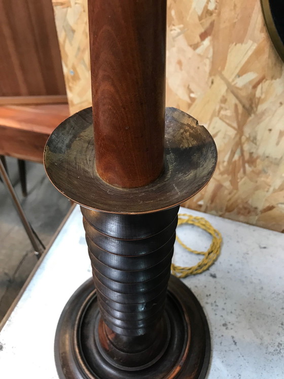 Image 1 of Turned Wood Lamp By Charles Dudouyt