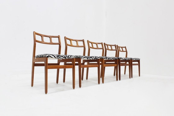 Image 1 of Set di 5 sedie da pranzo vintage in teak di metà secolo degli anni '60