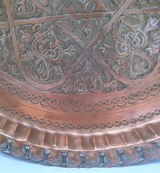Image 1 of Marokkaanse koperen schaal, jaren 30, diameter 48 cm