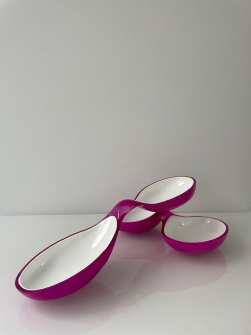 Space Age Serviergeschirr – Guzzini, Pink/Weiß