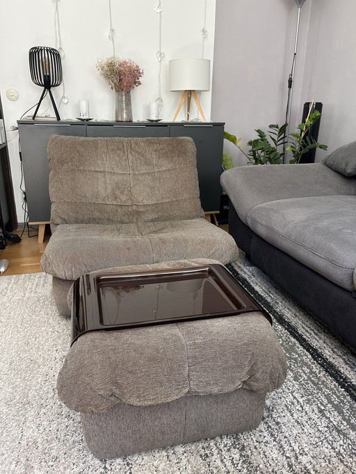 Cinna Ligne Roset vintage armchair stool 80s designer original