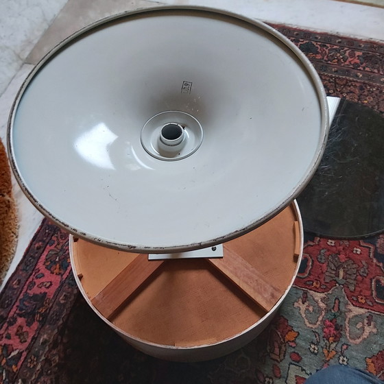 Image 1 of Opal Mőbel table with metal base, wood and glass