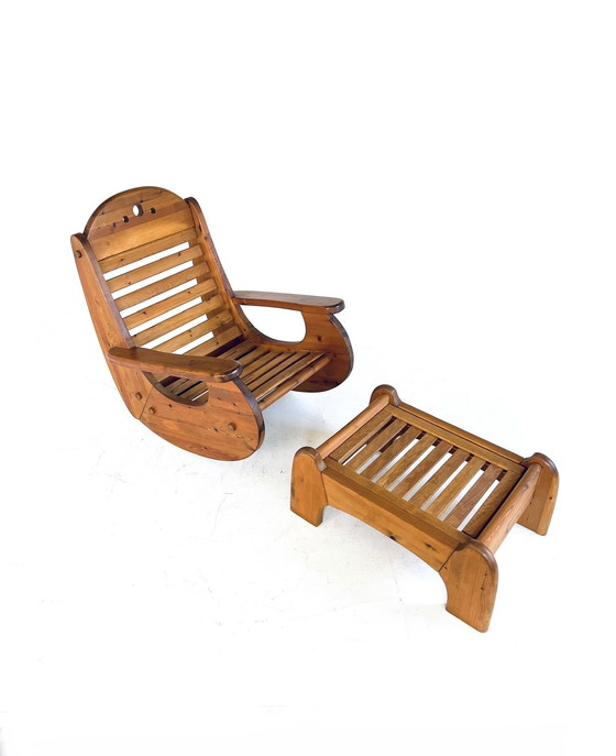 Image 1 of Sedia a dondolo brutalista, Wasa Möbel &#39;70