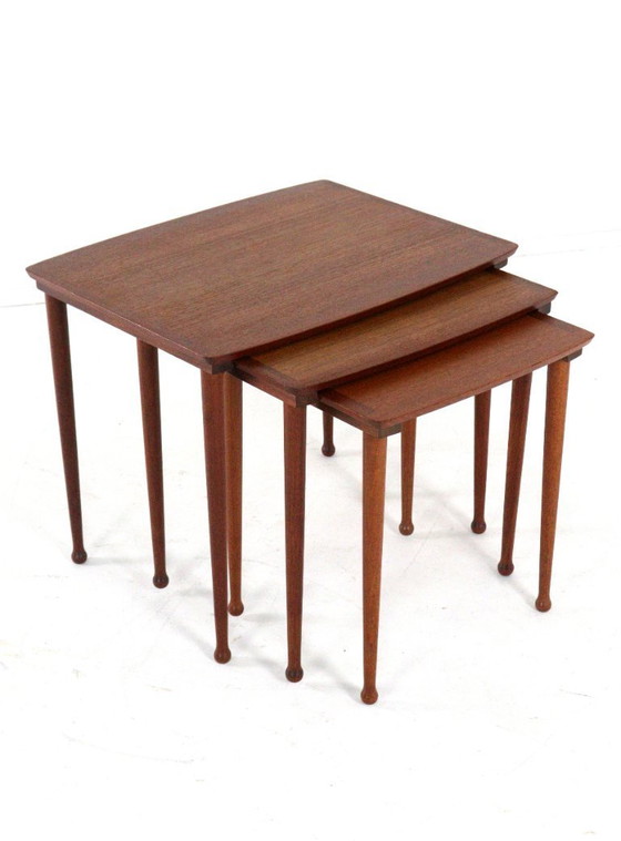 Image 1 of Jørgen Aakjær Jørgensen for Møbelintarsia nesting tables vintage Danish design