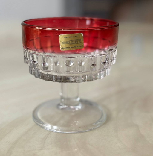 Servicio De 12 Coupes Cristal Et Verre Rubis - De Art Italie – glaskunst, Crystal (photo 2 of 5)