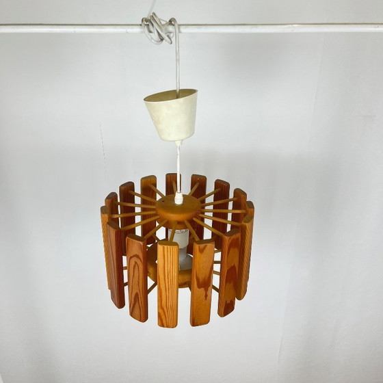 Image 1 of Pendelleuchte aus Kiefernholz im skandinavischen Midcentury-Stil, 1970er Jahre