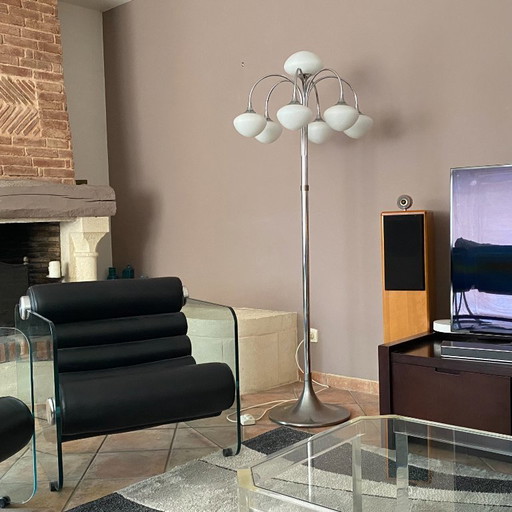 Sciolari Waterfall vloerlamp. 1970. Ruimtevaarttijdperk.