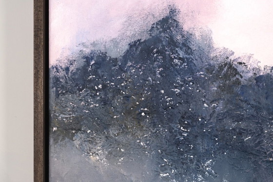 Large Original Framed Abstract Landscape Painting in Pink and Blue - A Doorway for Later (photo 19 of 19)