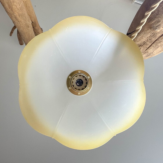 Lampada a Sospensione Plug-in con Paralume in Vetro Smerigliato Ambrato Vintage – Luce Morbida – (photo 6 of 14)