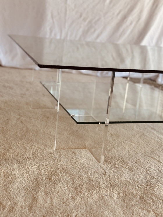 Image 1 of Glass Coffee Table Vintage Design Plexiglass Midcentury