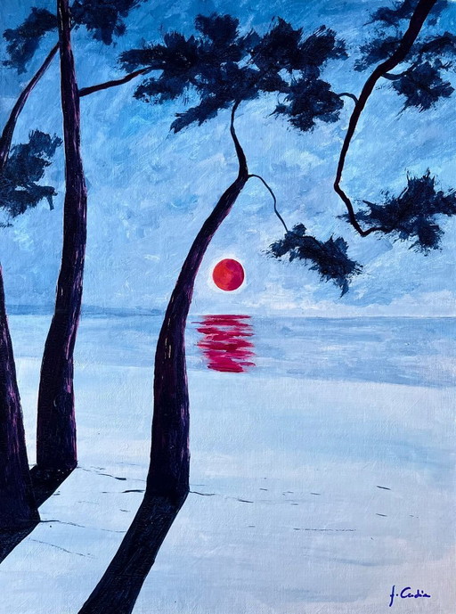 Acrylverf en inkt op canvasbord, 40x30 cm