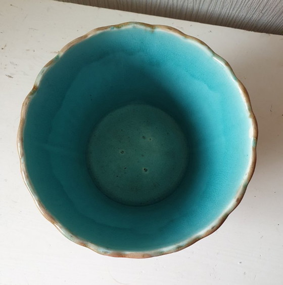 Image 1 of Antique Art Nouveau flowerpot French Majolica ca 1900