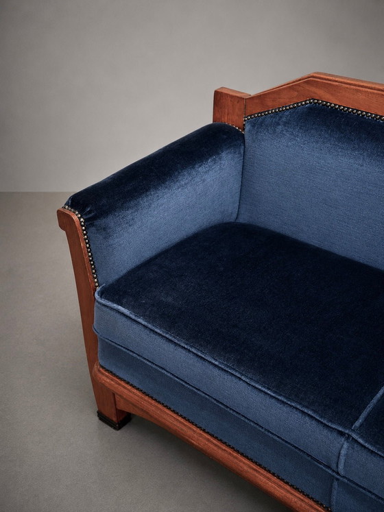 Sofá escolar Art Déco de Ámsterdam, década de 1930. – Sofás (Couches), Velvet, Brass, Art Deco (photo 8 of 11)