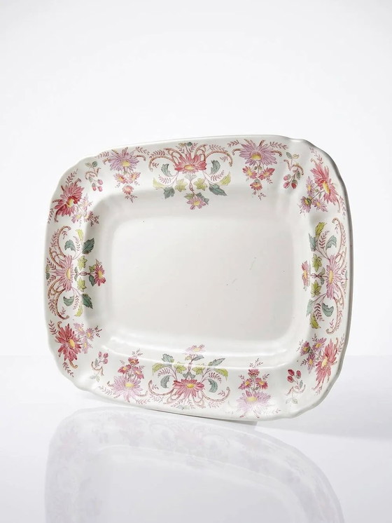Antike Longchamp Servierplatte mit polychromen Gänseblümchen aus Eisenstein. – Geschirr, Porzellan (photo 15 of 15)