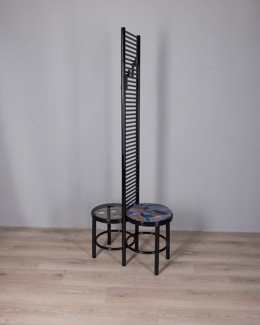 Vintage 1970er Flurmöbel mit Kleiderständer und italienischem Design-Sitz