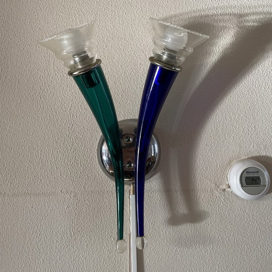 Image 1 of Artemide Design Double Wall Lamp, Ducale, in Two-Color Murano Glass