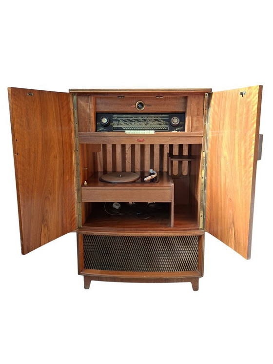 Image 1 of Siemens "Type M 848" mobiele radio-fonograaf – iconisch ontwerp uit de jaren 50