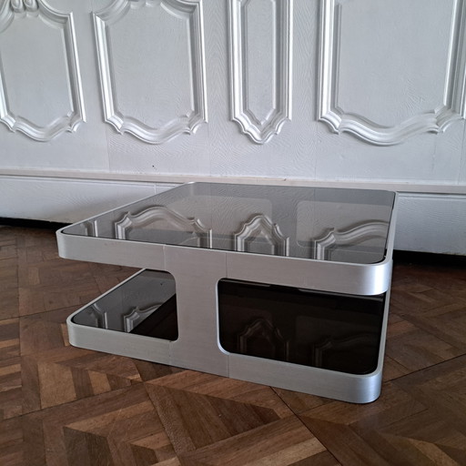 Mesa de centro estilo era espacial de los años 70 – salontafels, Aluminium, Glass