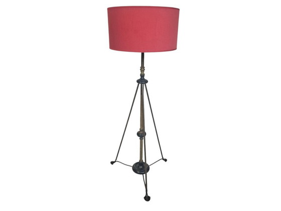 Image 1 of Art Nouveau - messing - koper - metaal - vloerlamp - 1e kwart 20e eeuw