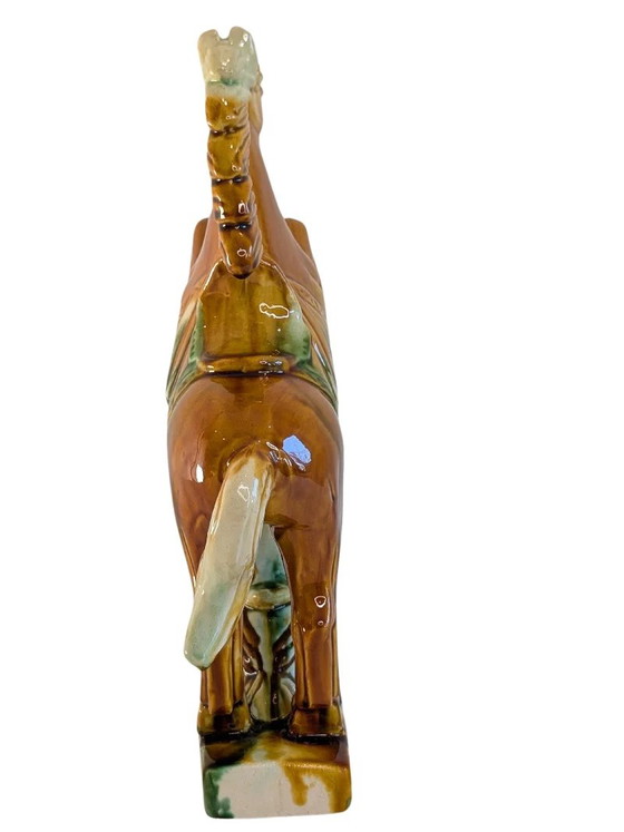 Keramisches Steigendes Pferd – Glänzend Glasierte Bildhauerei – Ceramic (photo 4 of 8)