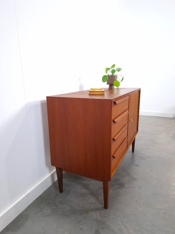 Image 1 of Teak sideboard with 4 drawers and wooden handles, Bornhold