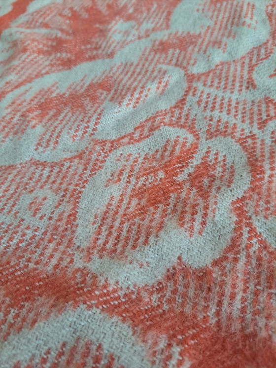 Image 1 of Vintage Wollen Bloemenplaid – Dubbelzijdig – Warm Rood met Crème – 174×191 cm