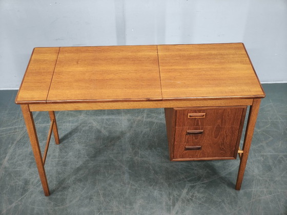 Image 1 of Sven Aage Madsen Teak Vanity Desk with Mirror, Denmark, 1960s
