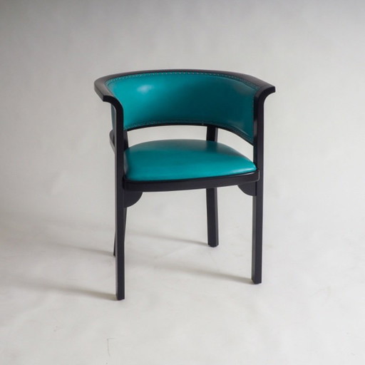 Poltrona nera con pelle turchese di Marcel Kammerer per Thonet