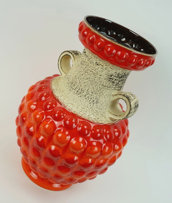 Image 1 of 1960s Bay Keramik Vase Bubble Decor Red and Orange Model 65 45 WGP