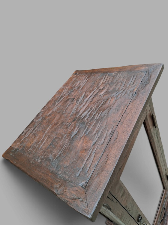 Vetrina antica in teak, credenza, aspetto robusto, dimensioni: 58x48cm e 135cm di altezza. – Vetrine, Glass (photo 4 of 5)