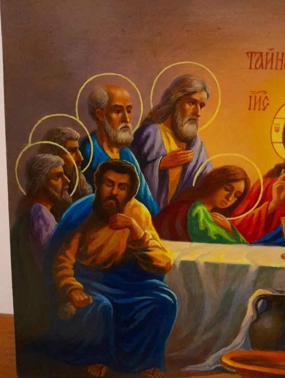 Image 1 of Handgeschilderd icoon "Het Laatste Avondmaal van Jezus"