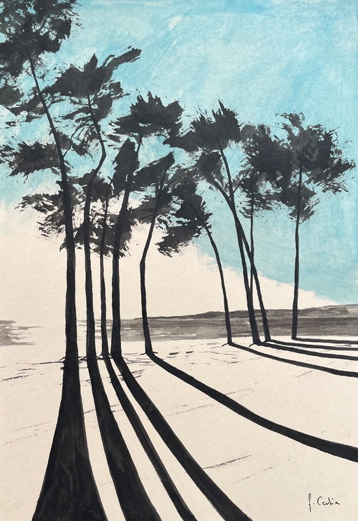 Chinesische Tinte auf 250g Naturpapier. Thema: CAP Coz. Format 30x21 cm.