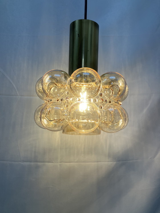 Image 1 of Lampada a sospensione a bolle Helena Tynell color ambra, di Limburg Glashütte