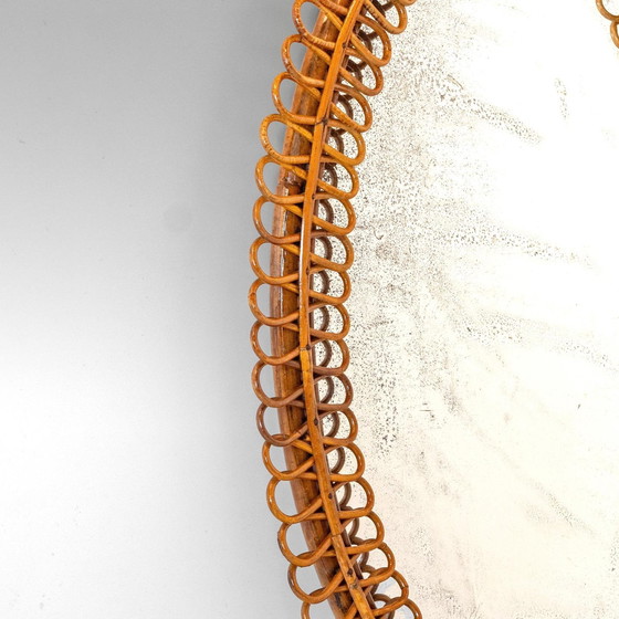 Image 1 of 1x Mid Century Modern Bamboo Wall Mirror, Attributed to Franco Albini, Italy 1960s