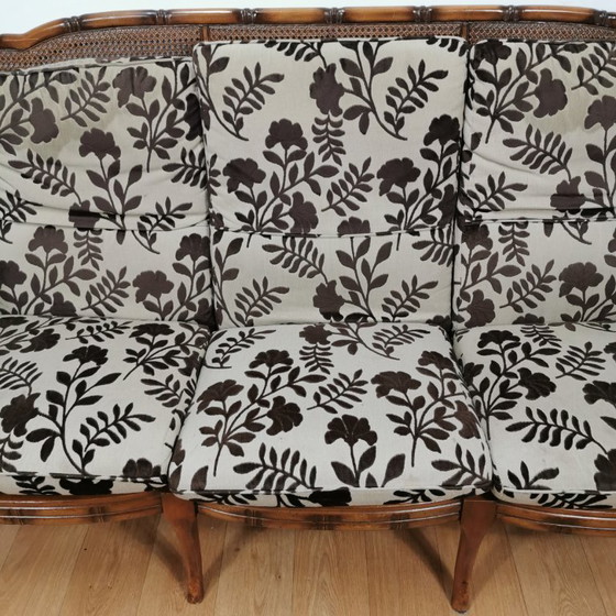Image 1 of Vintage 3 zitsbank Faux bamboe, Giorgetti stijl bank