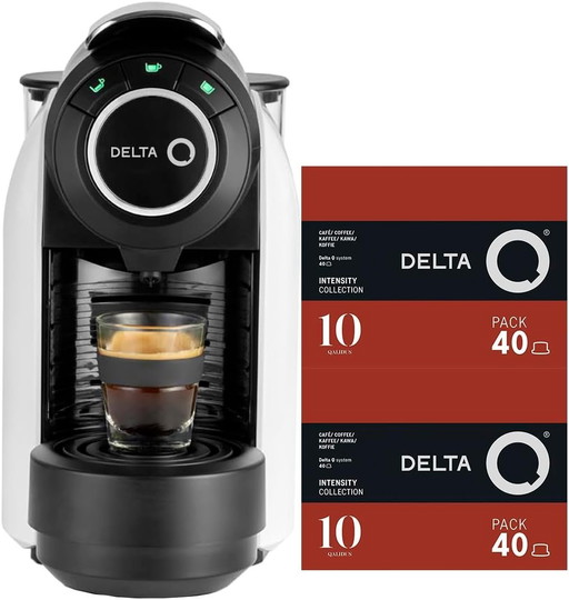 Delta Q Qool Evolution Cafetière à capsules + 2 packs de 40 capsules Qalidus Fonctionnement automatique 3 programmations de café