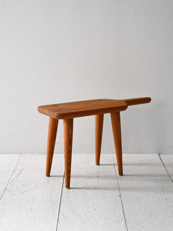 Image 1 of 1950s Scandinavian stool in solid larch