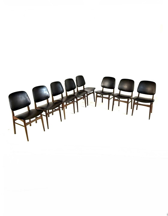 Image 1 of 8 sedie da pranzo vintage danesi, Arne Hovmand Olsen degli anni '60