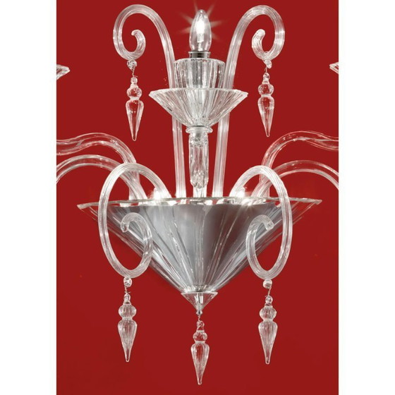 Image 1 of Statement Imperial Murano Glass „Rigadin“ Wandleuchte aus transparentem Glas