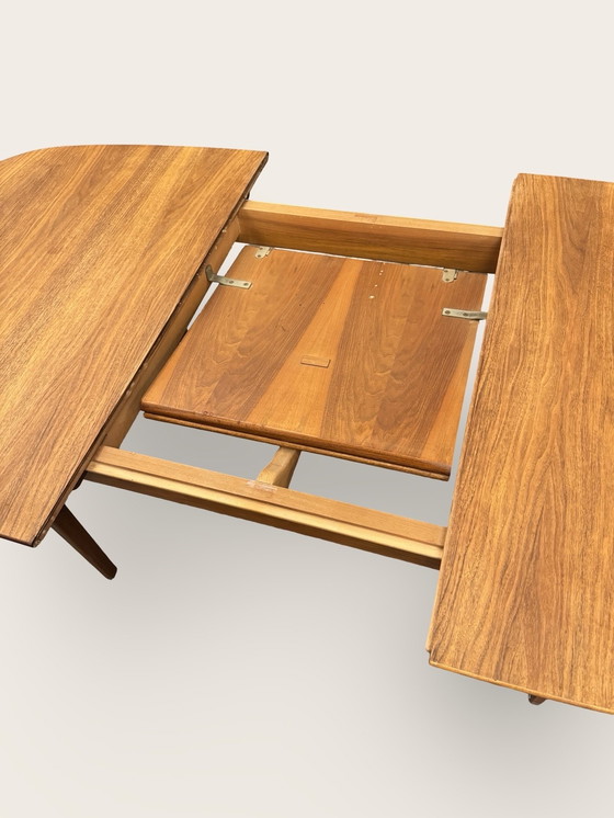 Image 1 of Extendable oval dining table - teak/walnut - A.A. Patijn for Zijlstra, 1950s