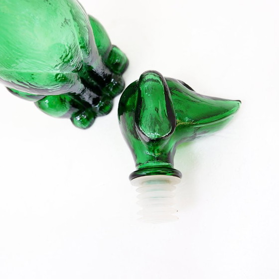Image 1 of Jarra de cristal verde Empoli con forma de perro salchicha – Italia, década de 1960