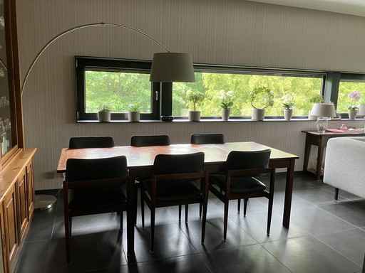 Rosewood dining table with 6 chairs